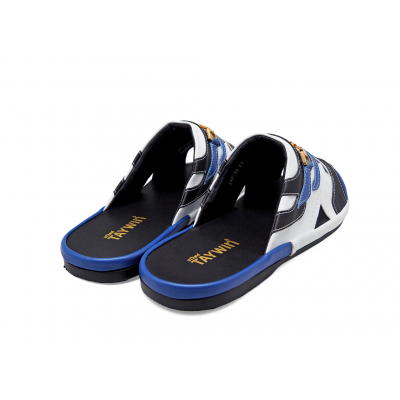 Men Sandals SKF-38 Black&Blue Nappa-White Pebble grain Microfiber Leather